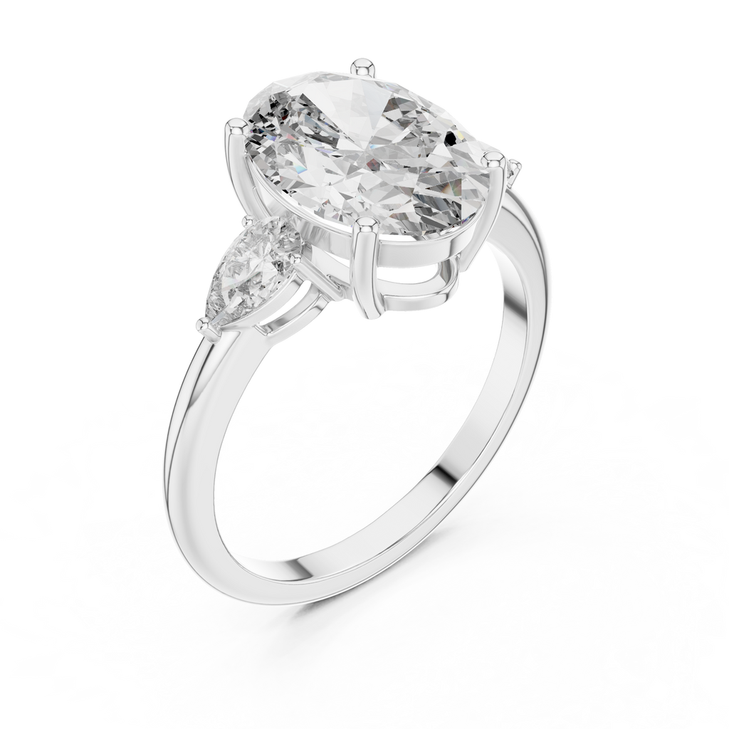 Aurora Oval Three-Stone Moissanite Ring