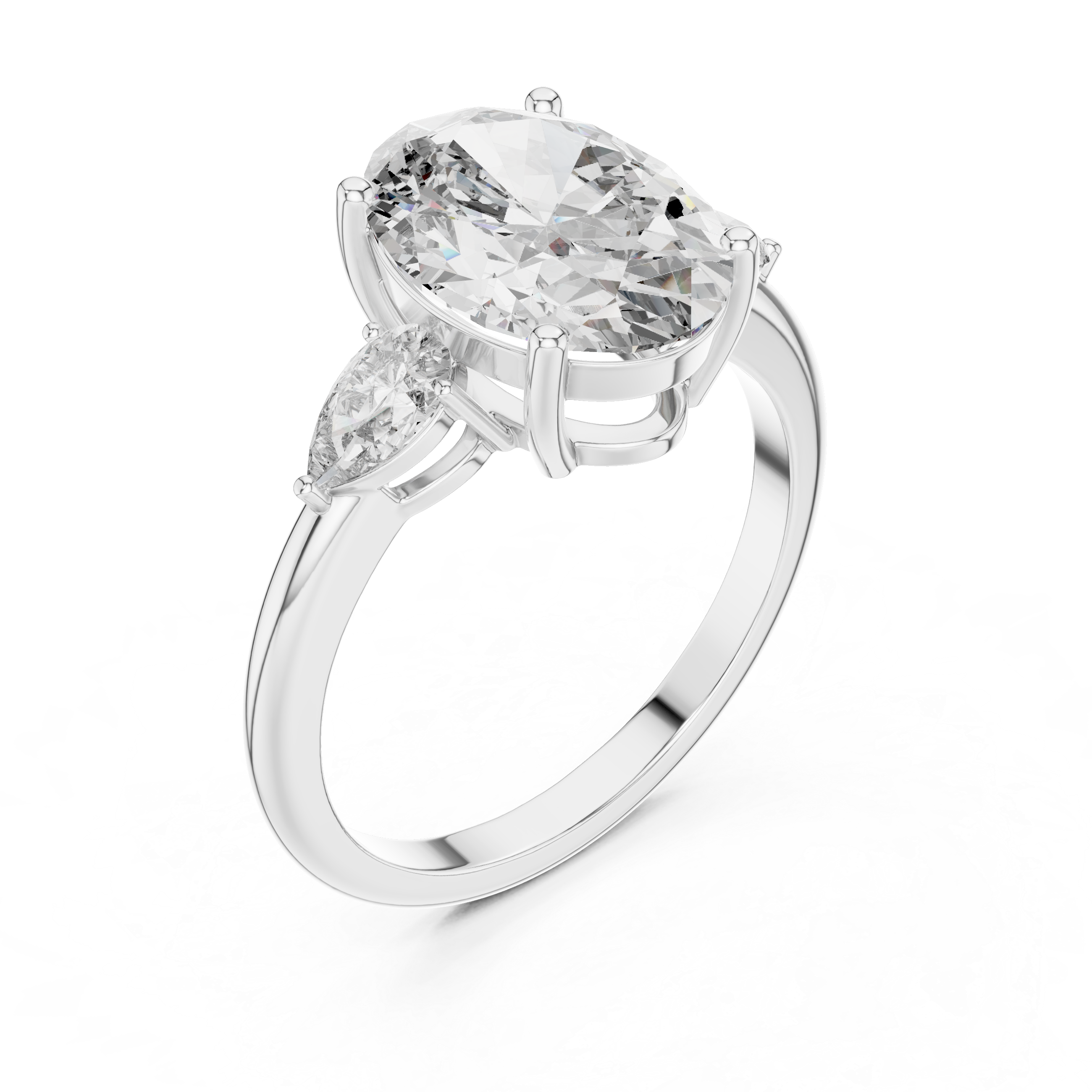 Aurora Oval Three-Stone Moissanite Ring