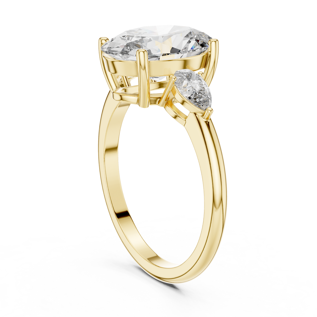 Aurora Oval Three-Stone Moissanite Ring