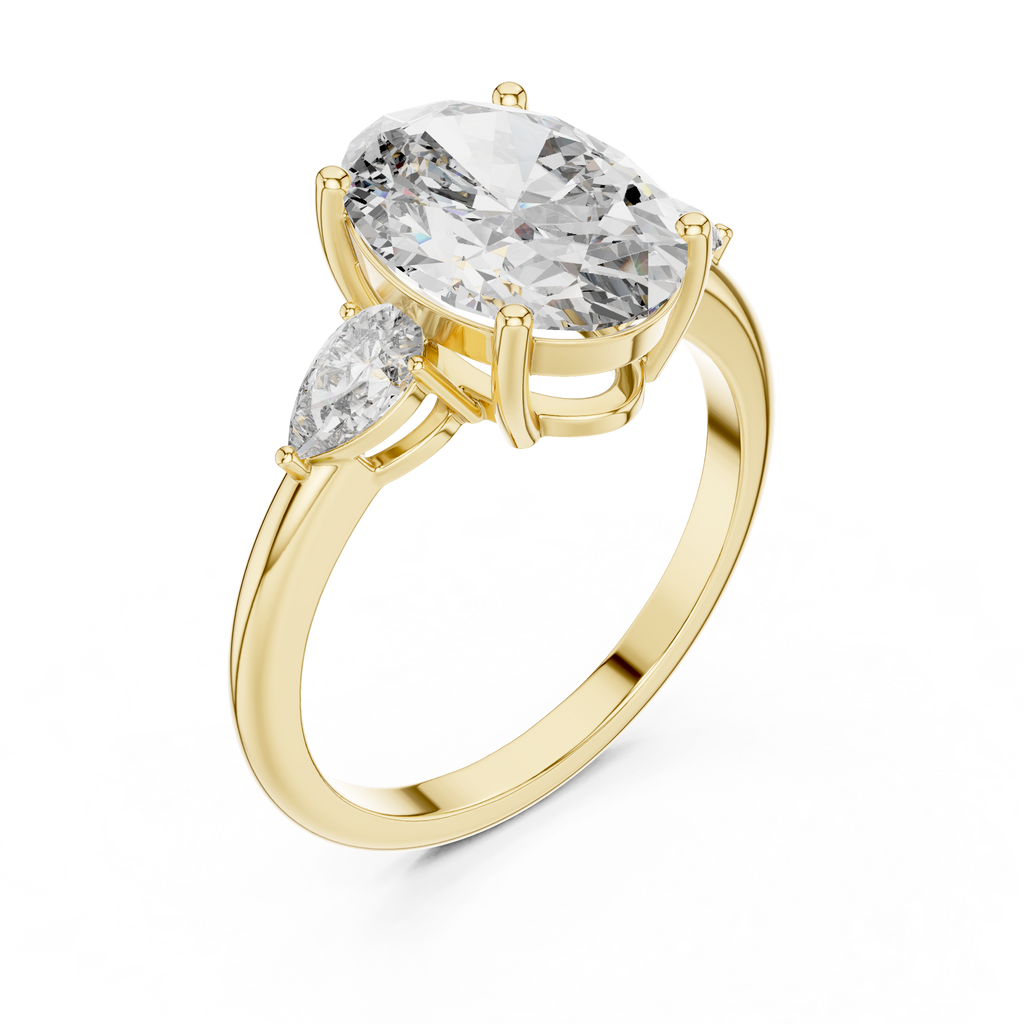Aurora Oval Three-Stone Moissanite Ring