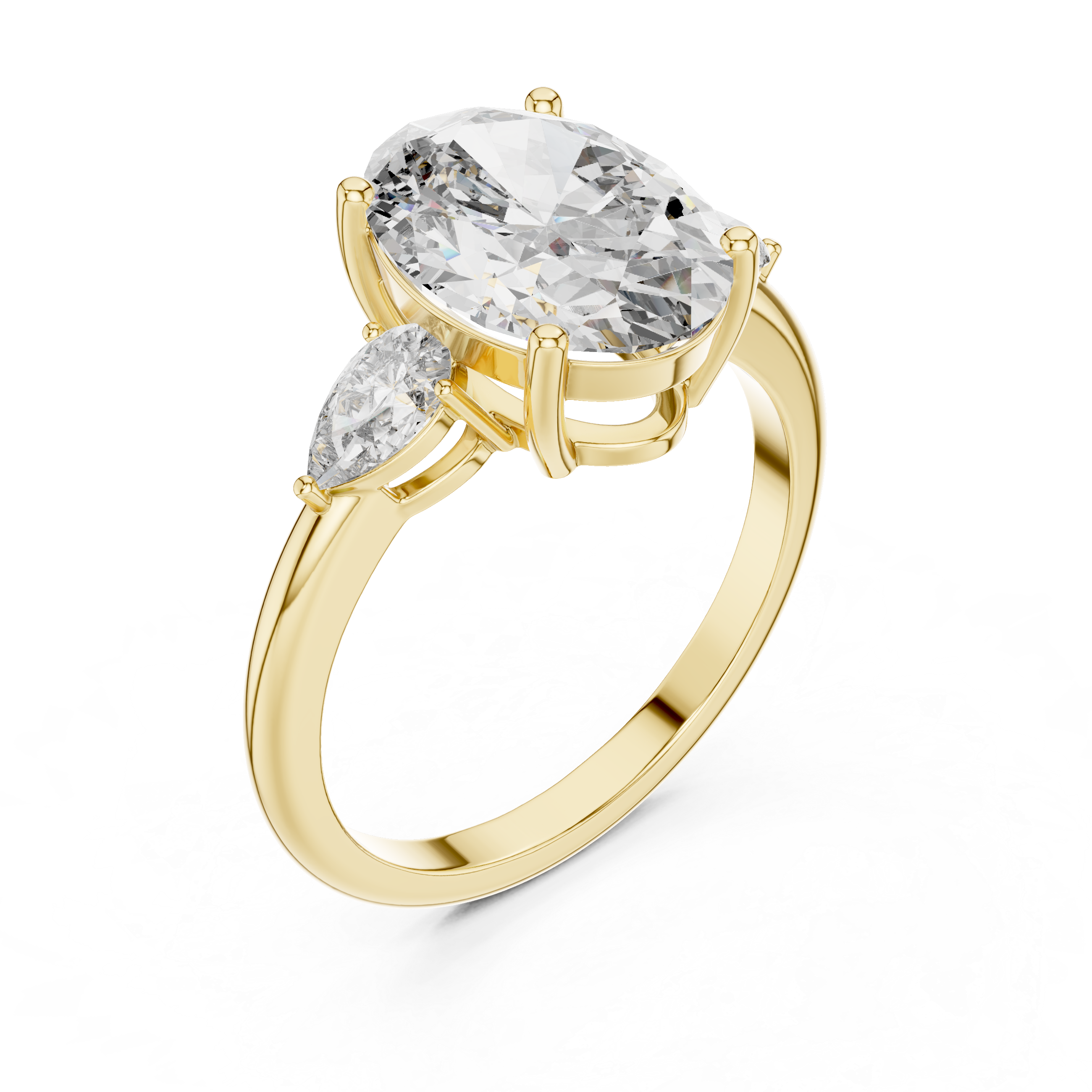 Aurora Oval Three-Stone Moissanite Ring