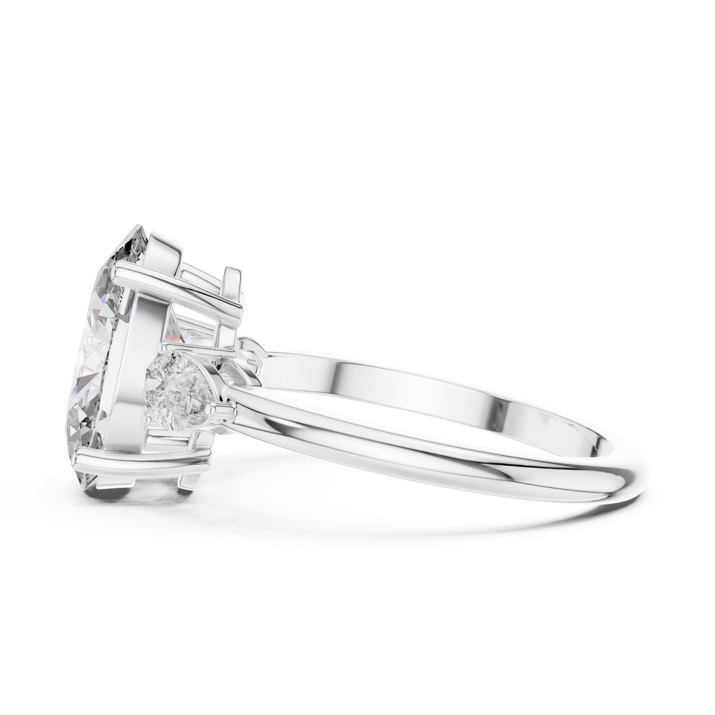 Aurora Oval Three-Stone Moissanite Ring