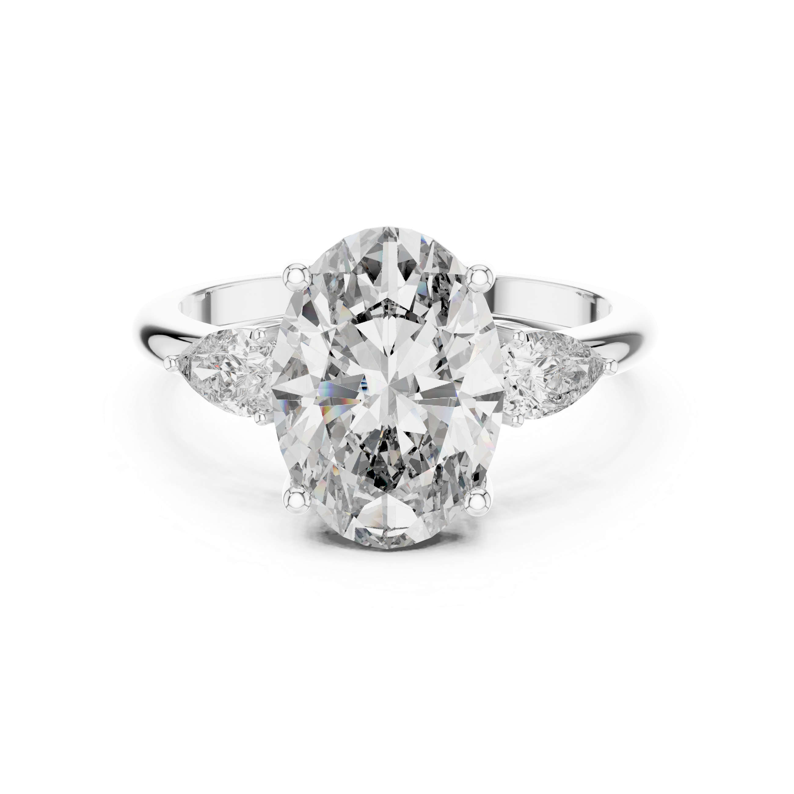 Aurora Oval Three-Stone Moissanite Ring