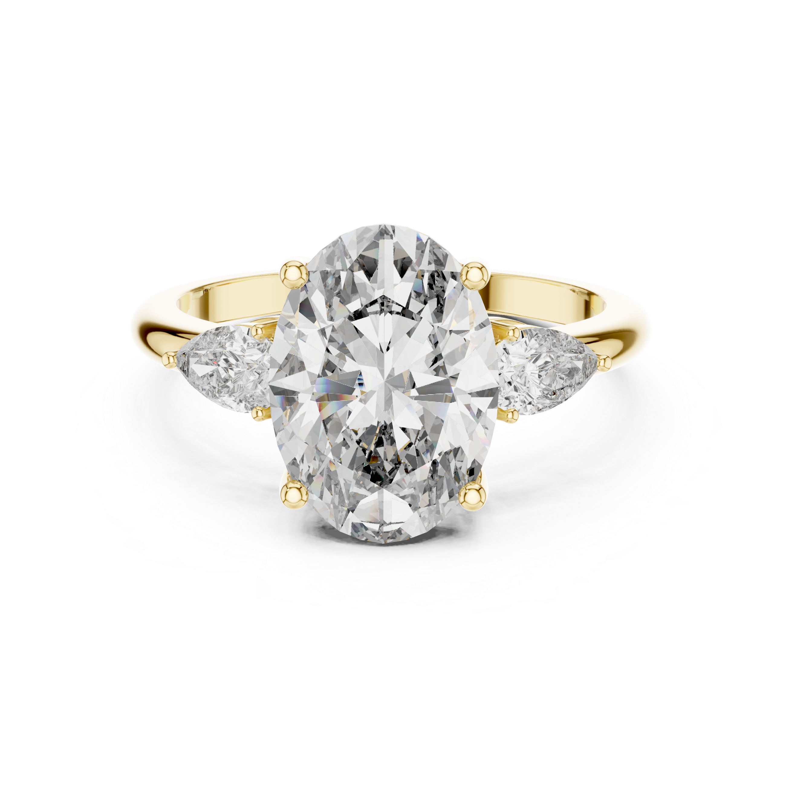 Aurora Oval Three-Stone Moissanite Ring