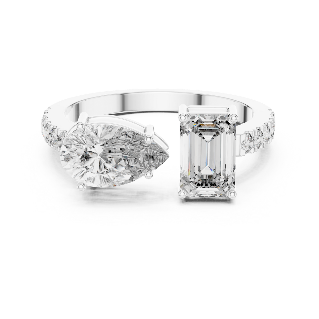 Éternelle Emerald & Pear Toi et Moi Moissanite Ring