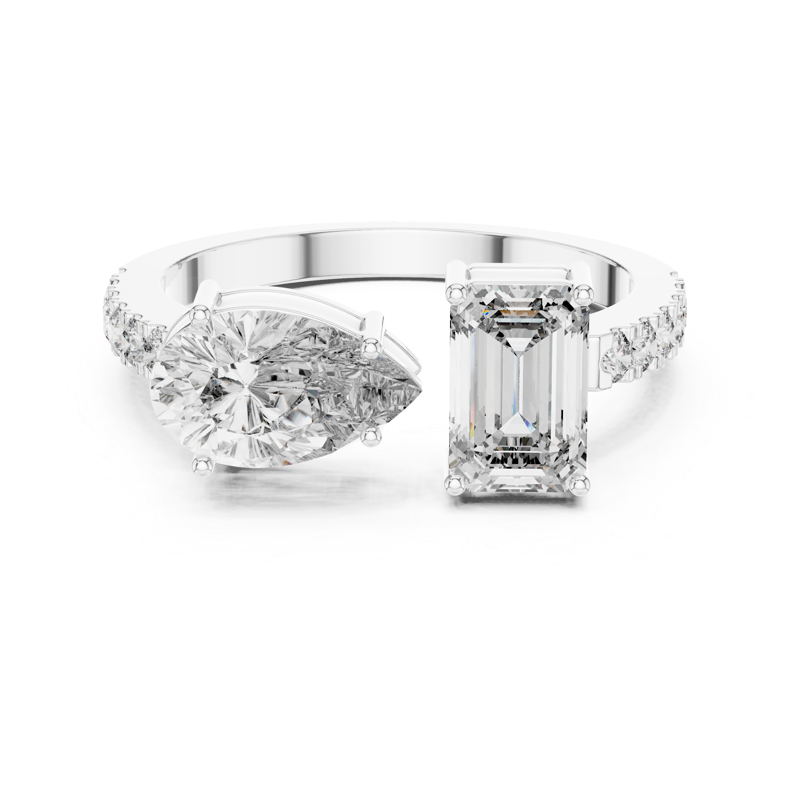 Éternelle Emerald & Pear Toi et Moi Moissanite Ring