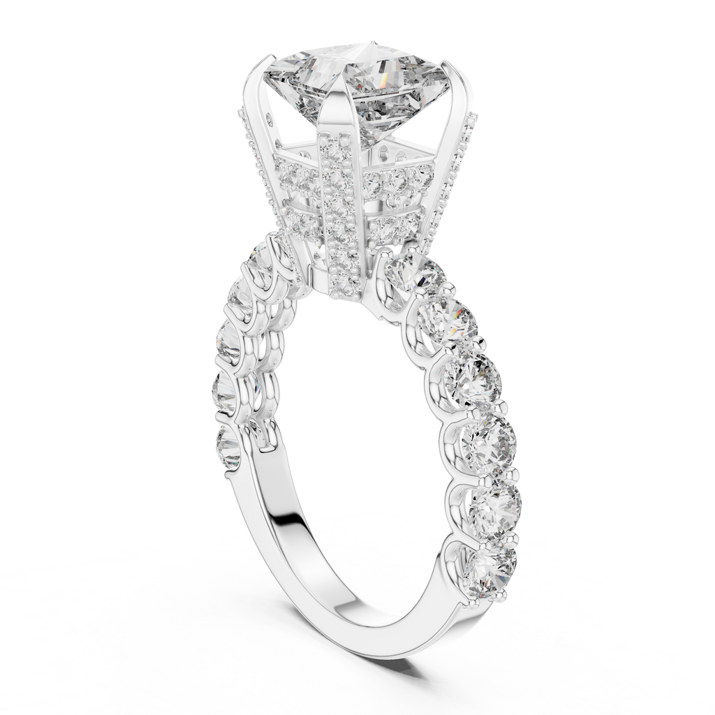Celestia Princess Cut Moissanite Pavé Engagement Ring