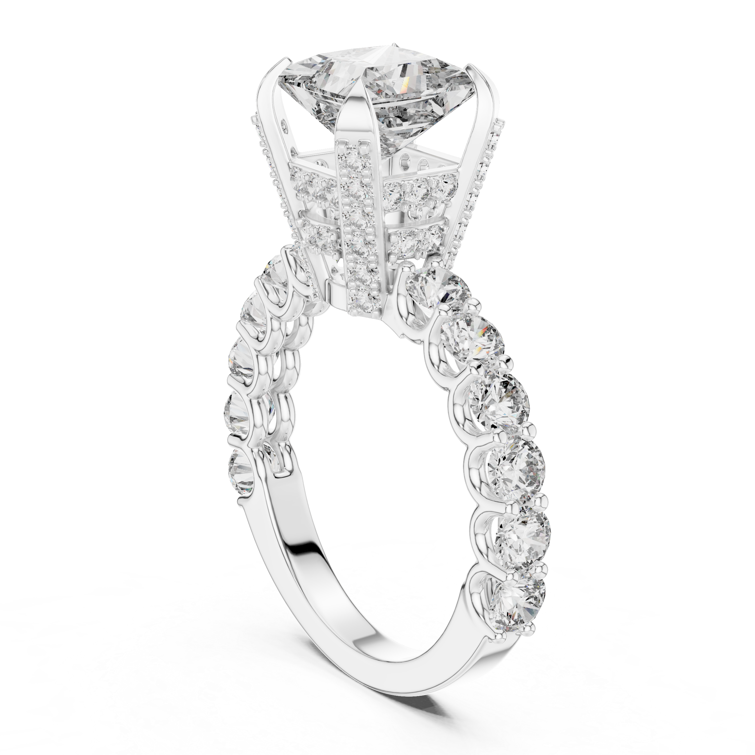Celestia Princess Cut Moissanite Pavé Engagement Ring