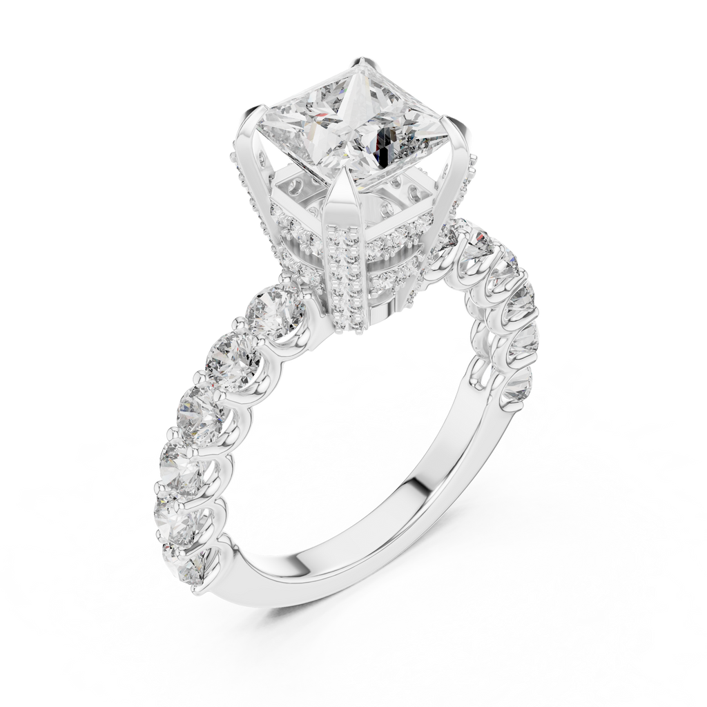 Celestia Princess Cut Moissanite Pavé Engagement Ring