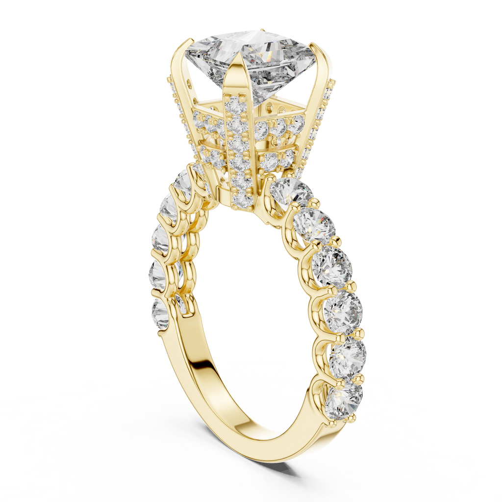 Celestia Princess Cut Moissanite Pavé Engagement Ring