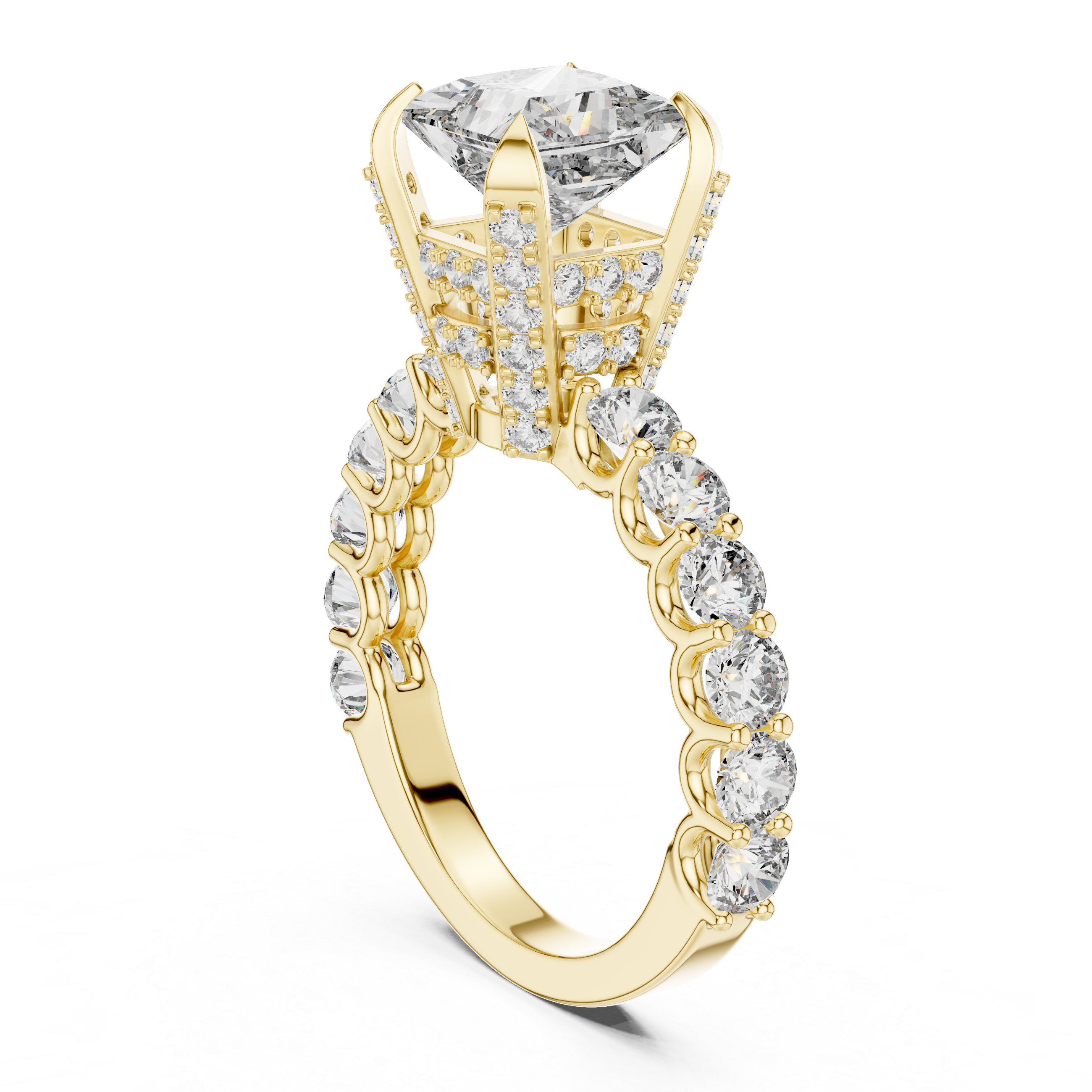 Celestia Princess Cut Moissanite Pavé Engagement Ring