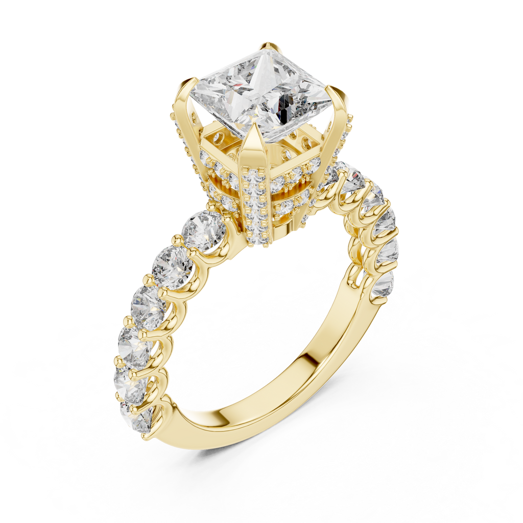 Celestia Princess Cut Moissanite Pavé Engagement Ring