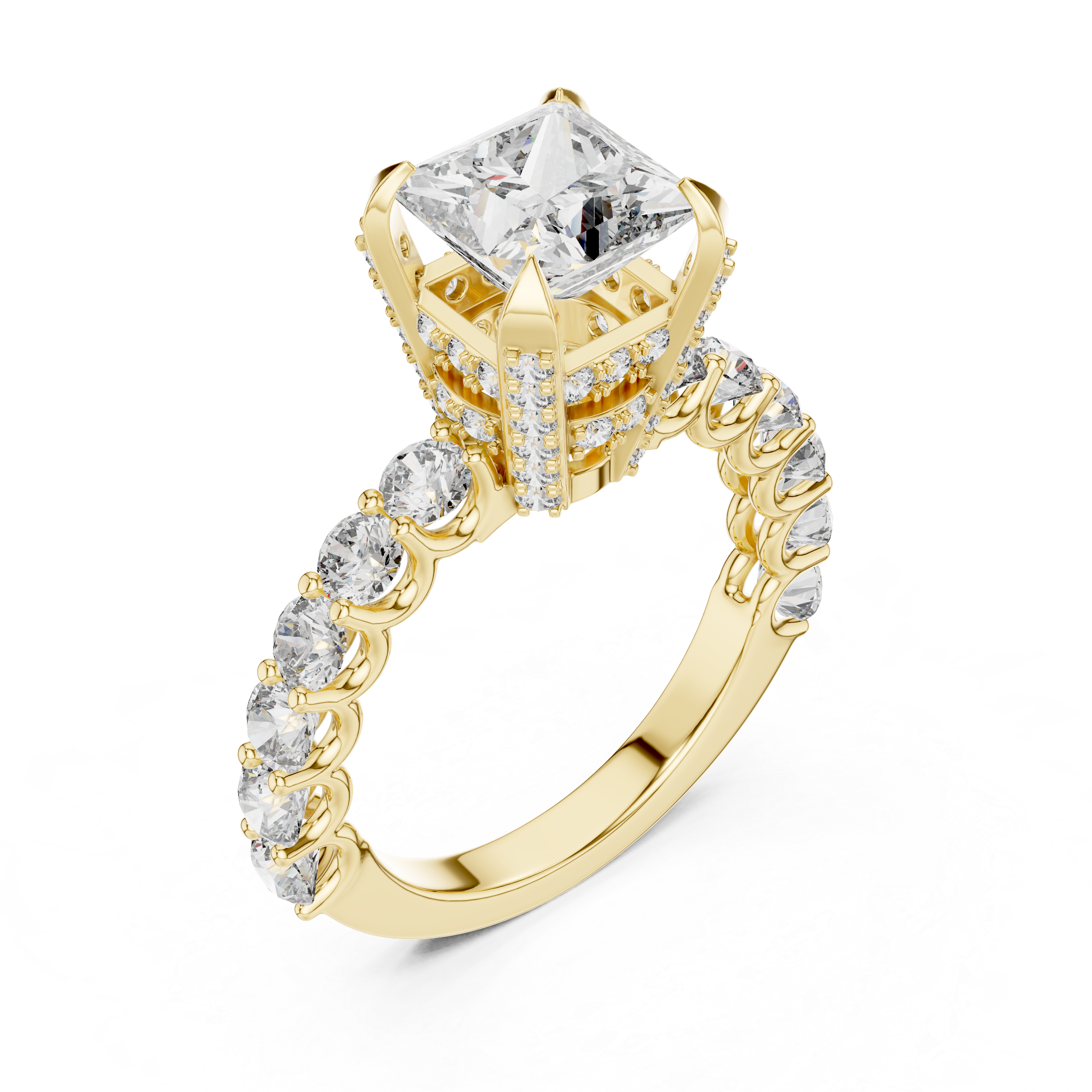 Celestia Princess Cut Moissanite Pavé Engagement Ring