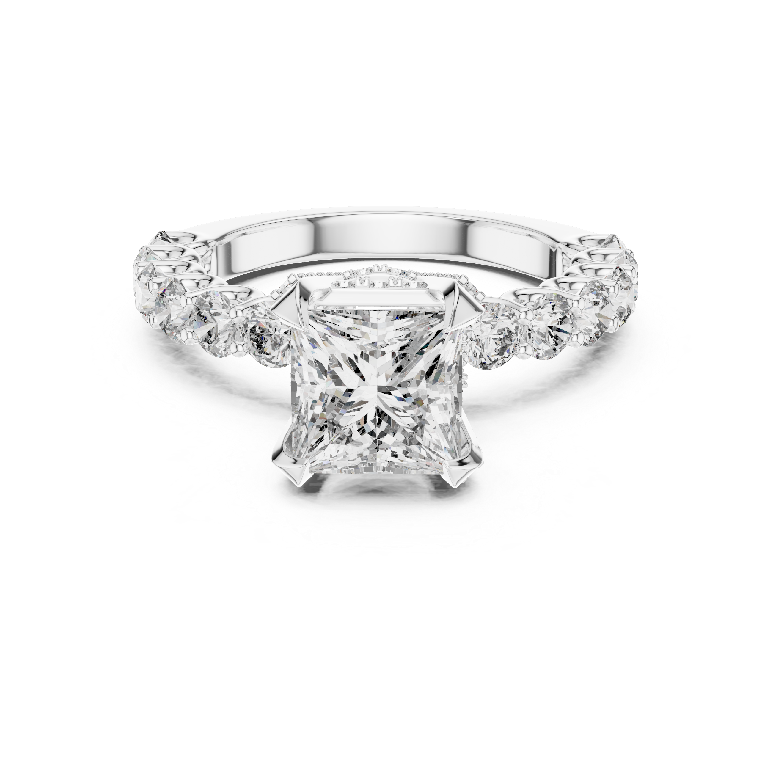 Celestia Princess Cut Moissanite Pavé Engagement Ring