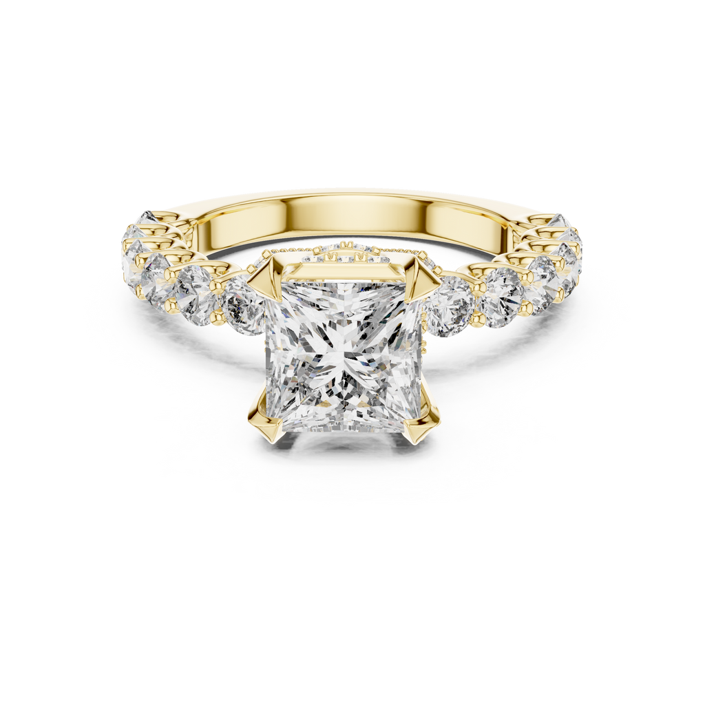 Celestia Princess Cut Moissanite Pavé Engagement Ring
