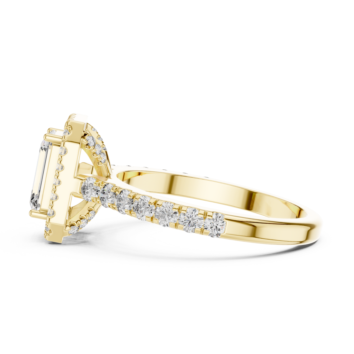 Emerald Cut Halo Engagement Ring | Luxury Pavé Bridal Ring