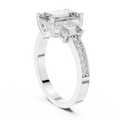 Emerald Cut Three-Stone Engagement Ring | Luxury Pavé Bridal Ring