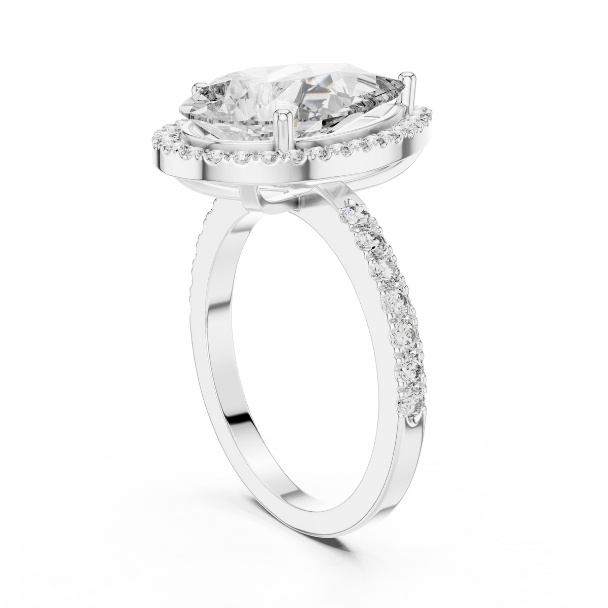 Pear Cut Halo Engagement Ring  Luxury Diamond Pavé Ring
