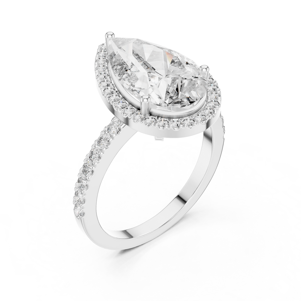 Pear Cut Halo Engagement Ring  Luxury Diamond Pavé Ring