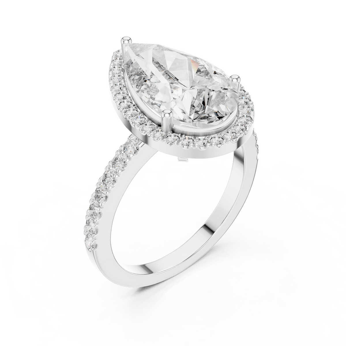 Pear Cut Halo Engagement Ring  Luxury Diamond Pavé Ring