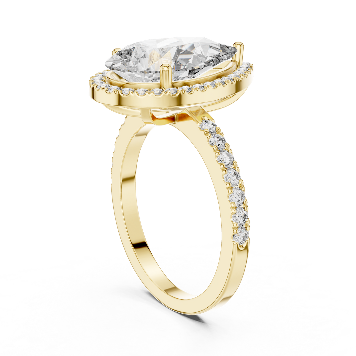 Pear Cut Halo Engagement Ring  Luxury Diamond Pavé Ring