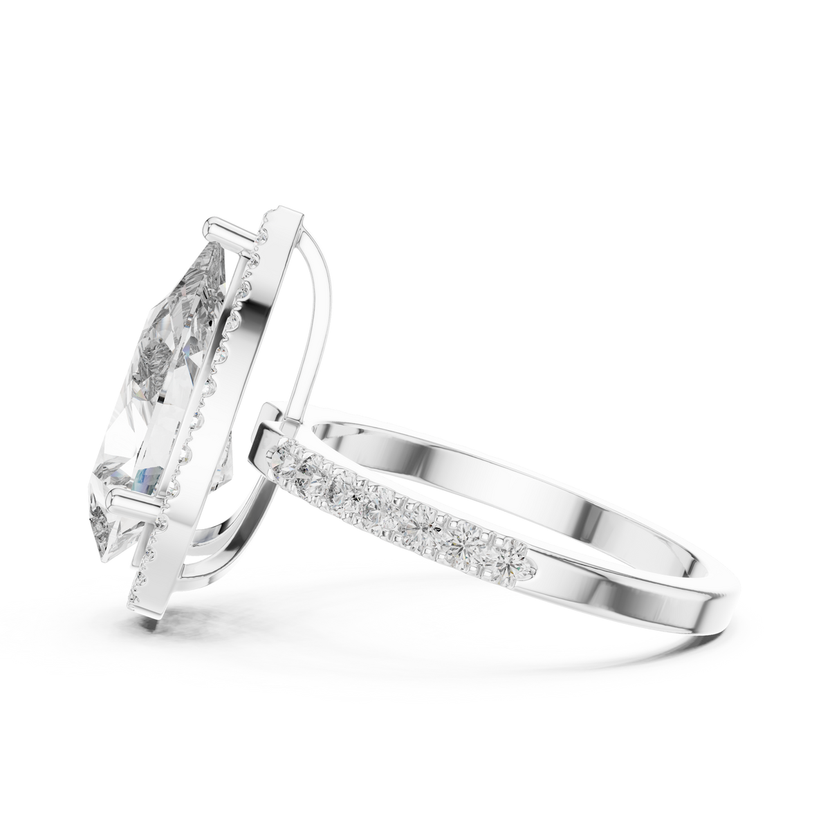 Pear Cut Halo Engagement Ring  Luxury Diamond Pavé Ring