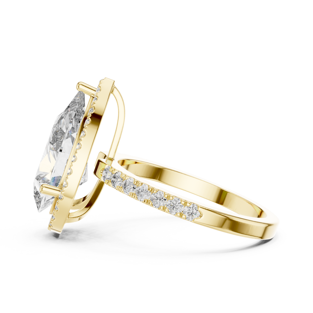 Pear Cut Halo Engagement Ring  Luxury Diamond Pavé Ring