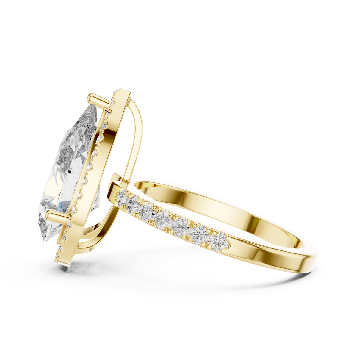 Pear Cut Halo Engagement Ring  Luxury Diamond Pavé Ring