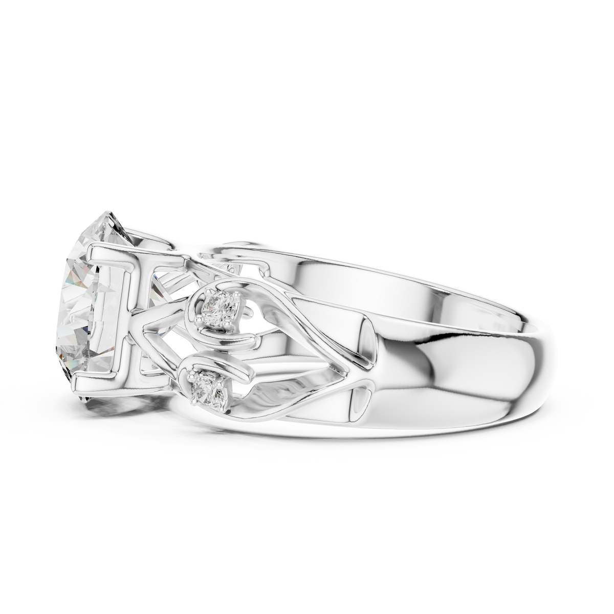 3.5 CT Round Cut Floral Engagement Ring | Luxury Split-Shank Ring