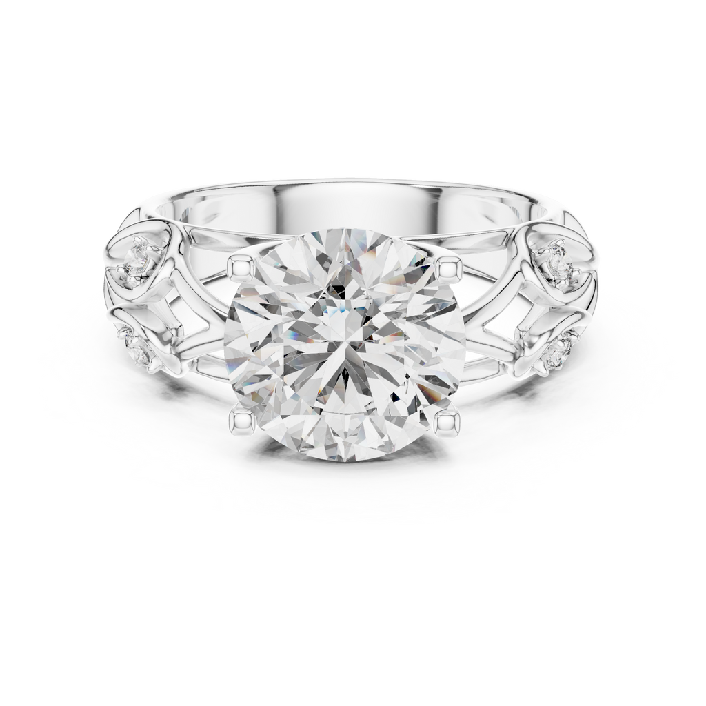 3.5 CT Round Cut Floral Engagement Ring | Luxury Split-Shank Ring