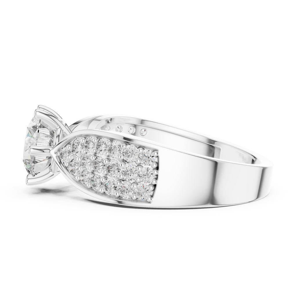 1 CT Round Cut Pavé Engagement Ring | Luxury Split-Shank Ring