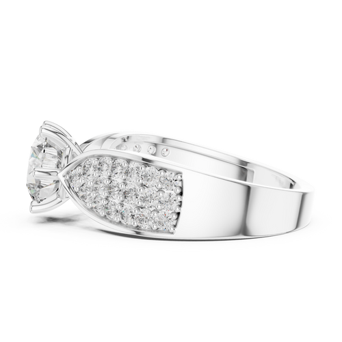 1 CT Round Cut Pavé Engagement Ring | Luxury Split-Shank Ring