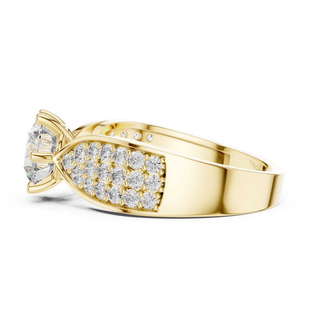 1 CT Round Cut Pavé Engagement Ring | Luxury Split-Shank Ring