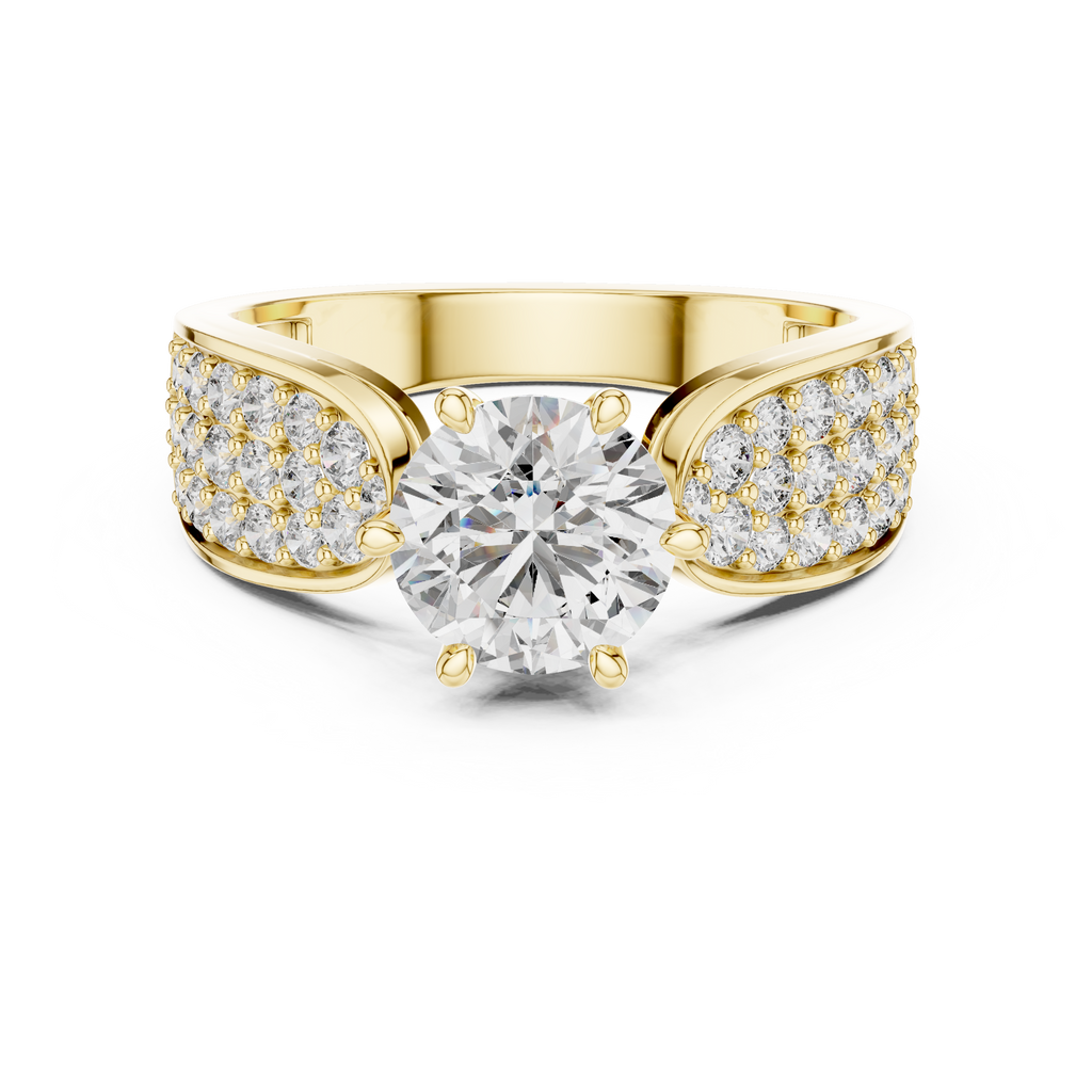 1 CT Round Cut Pavé Engagement Ring | Luxury Split-Shank Ring