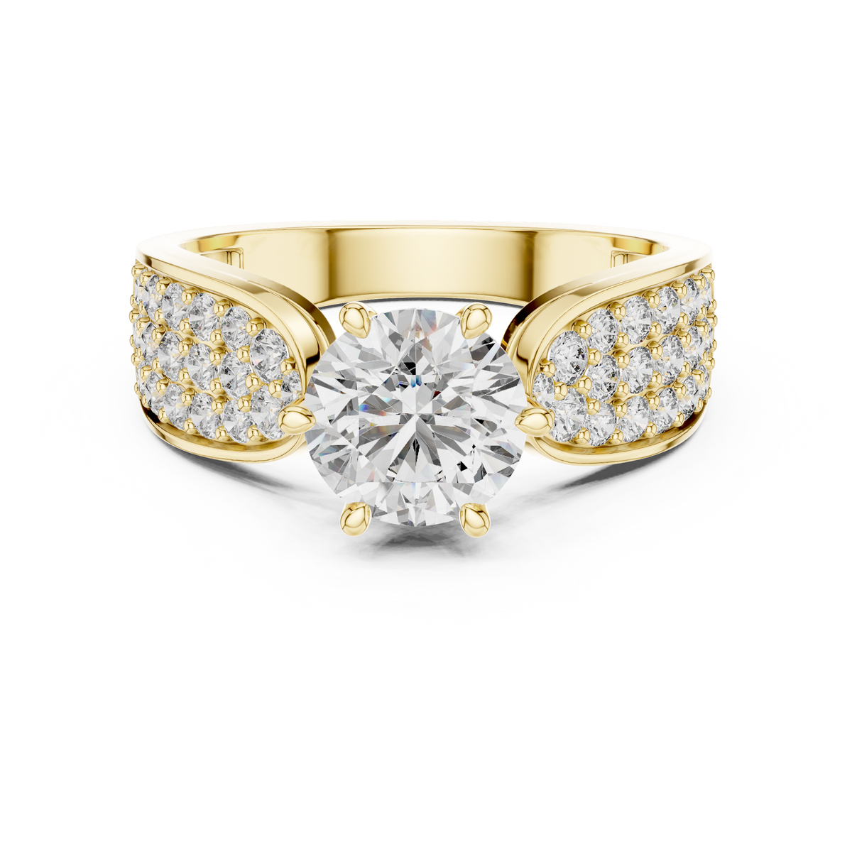 1 CT Round Cut Pavé Engagement Ring | Luxury Split-Shank Ring