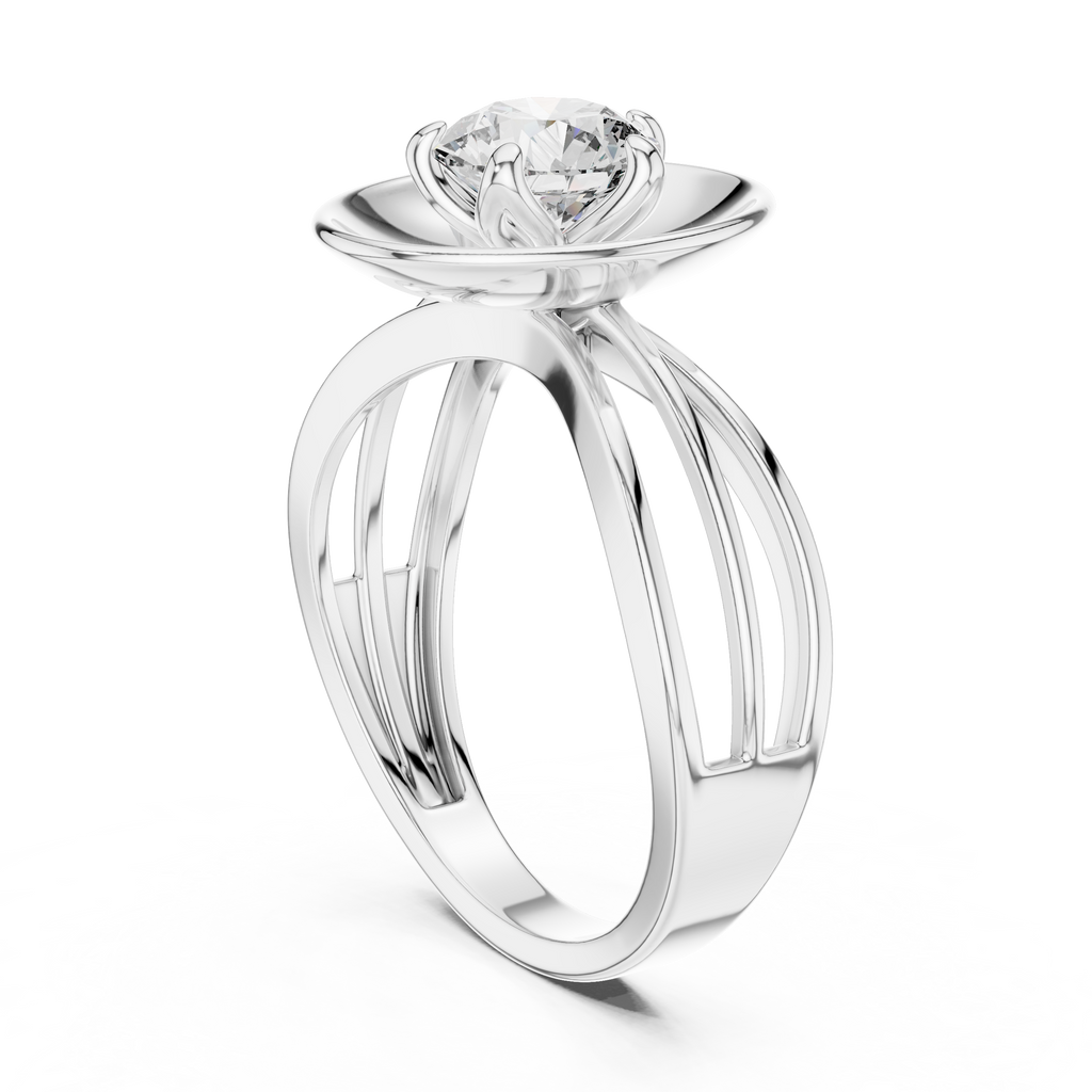 1 CT Round Cut Minimalist Solitaire Engagement Ring | 925 Sterling Silver & 18K Plating