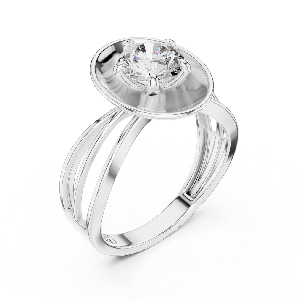1 CT Round Cut Minimalist Solitaire Engagement Ring | 925 Sterling Silver & 18K Plating