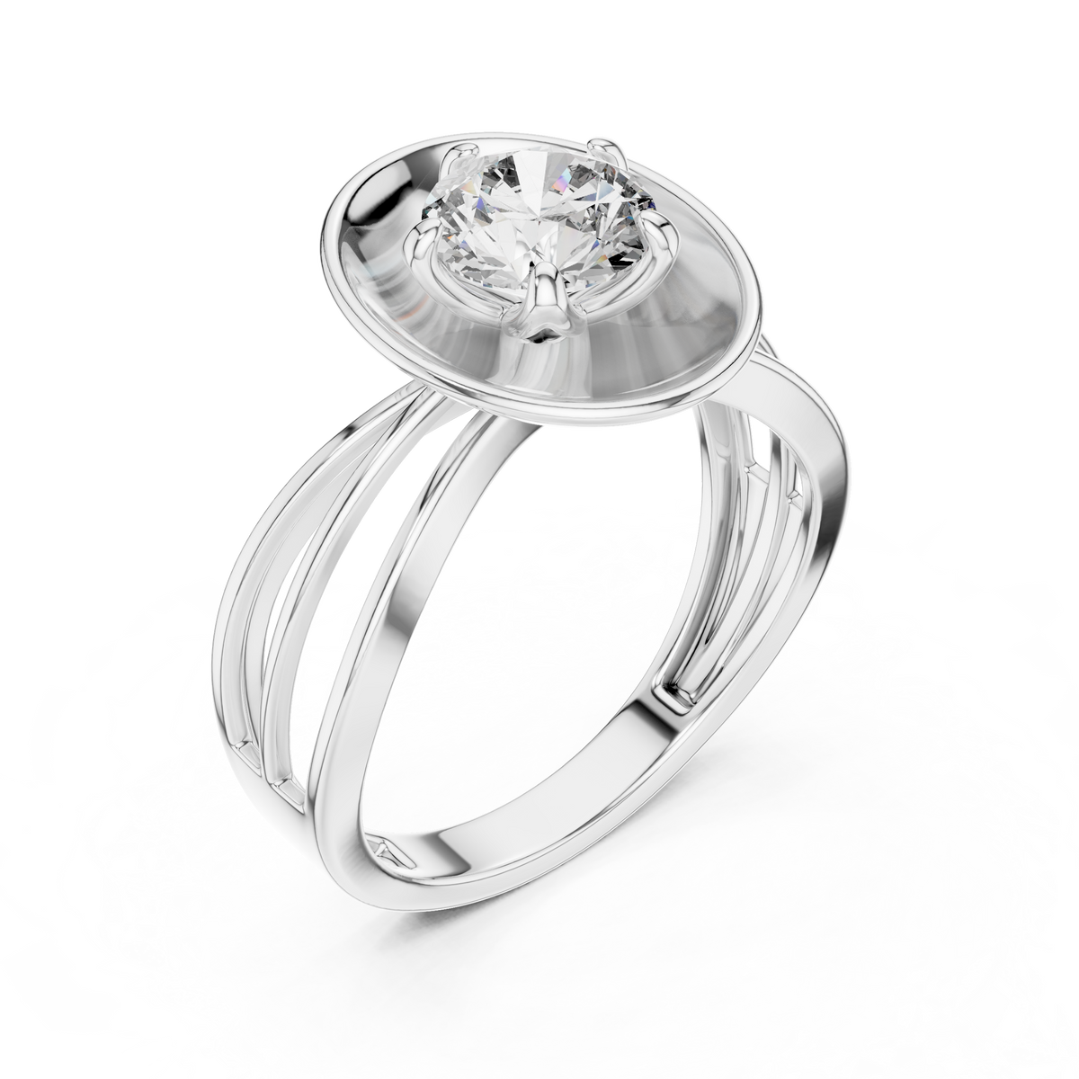1 CT Round Cut Minimalist Solitaire Engagement Ring | 925 Sterling Silver & 18K Plating