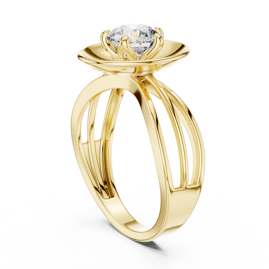 1 CT Round Cut Minimalist Solitaire Engagement Ring | 925 Sterling Silver & 18K Plating