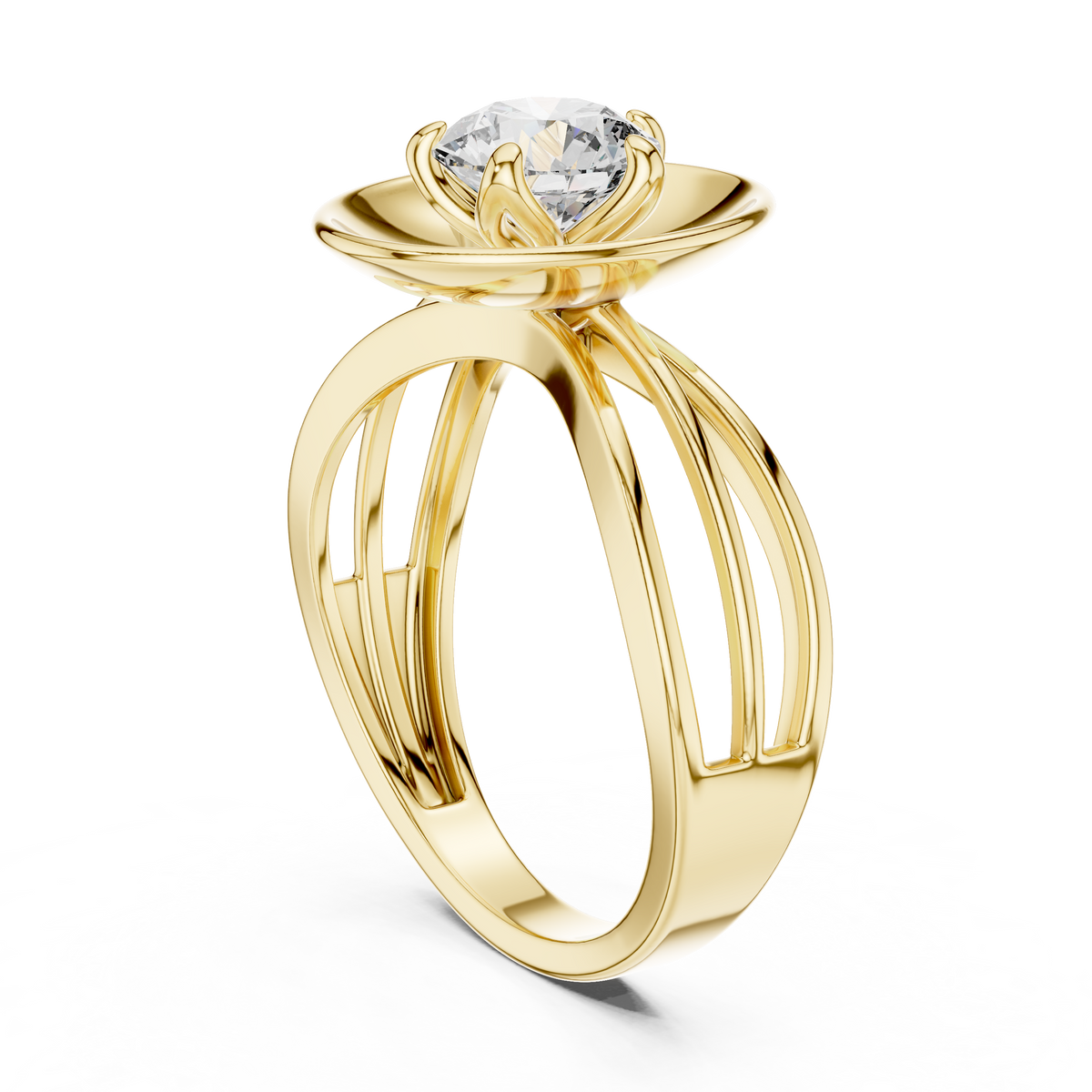 1 CT Round Cut Minimalist Solitaire Engagement Ring | 925 Sterling Silver & 18K Plating
