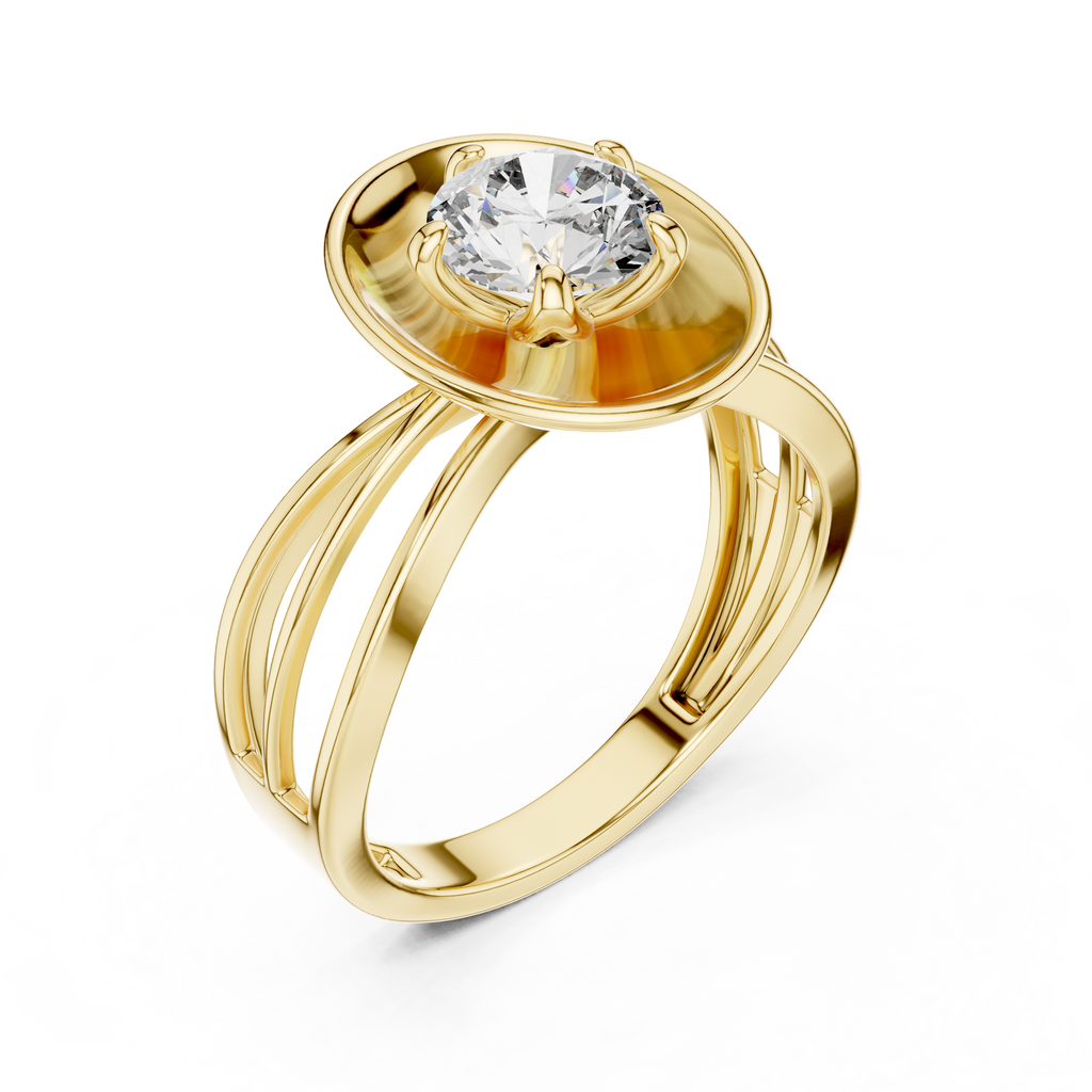 1 CT Round Cut Minimalist Solitaire Engagement Ring | 925 Sterling Silver & 18K Plating