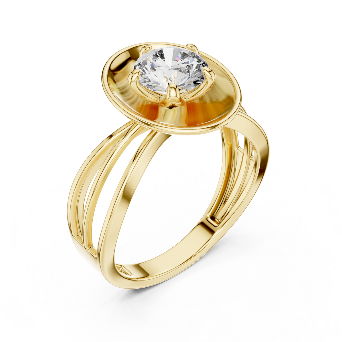 1 CT Round Cut Minimalist Solitaire Engagement Ring | 925 Sterling Silver & 18K Plating