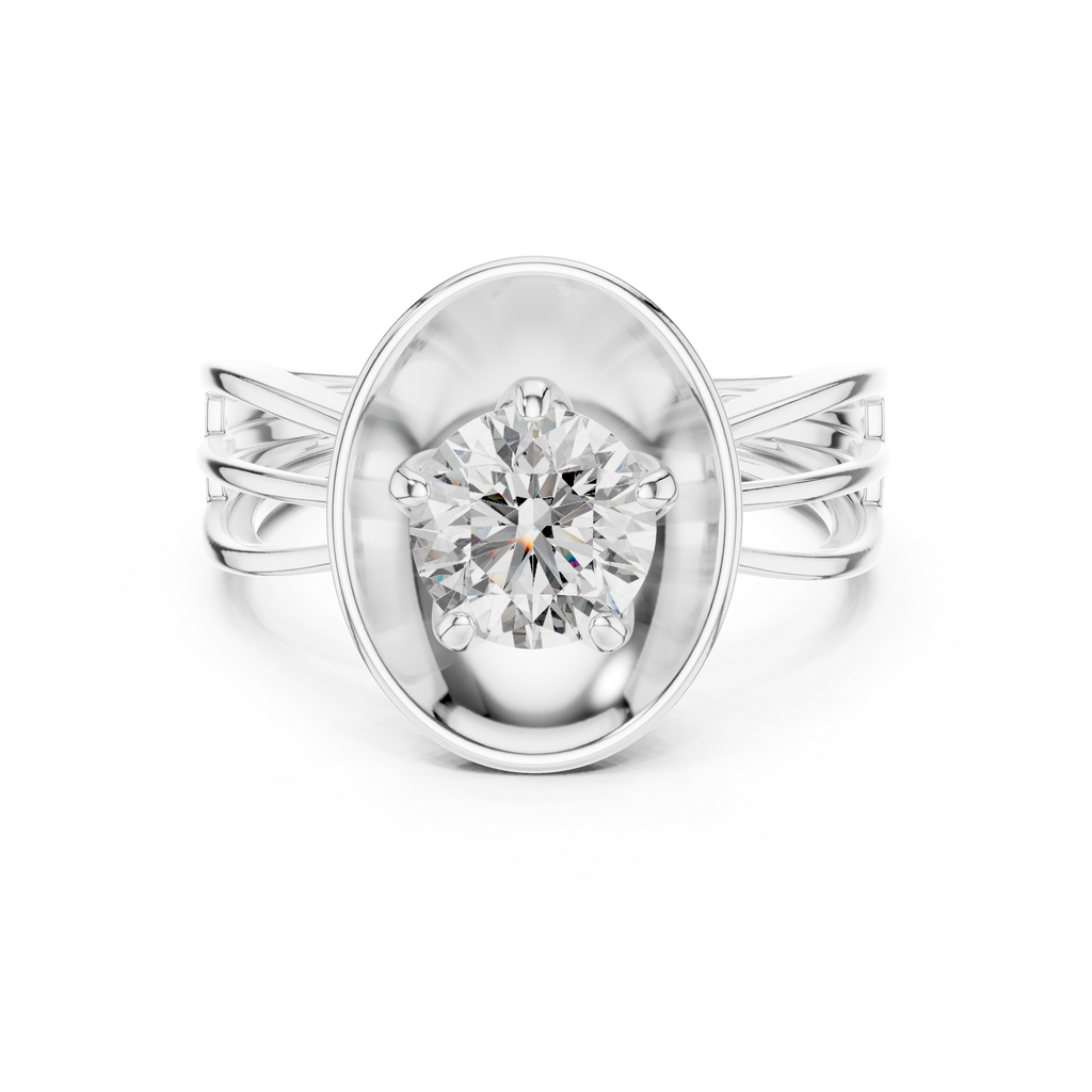 1 CT Round Cut Minimalist Solitaire Engagement Ring | 925 Sterling Silver & 18K Plating