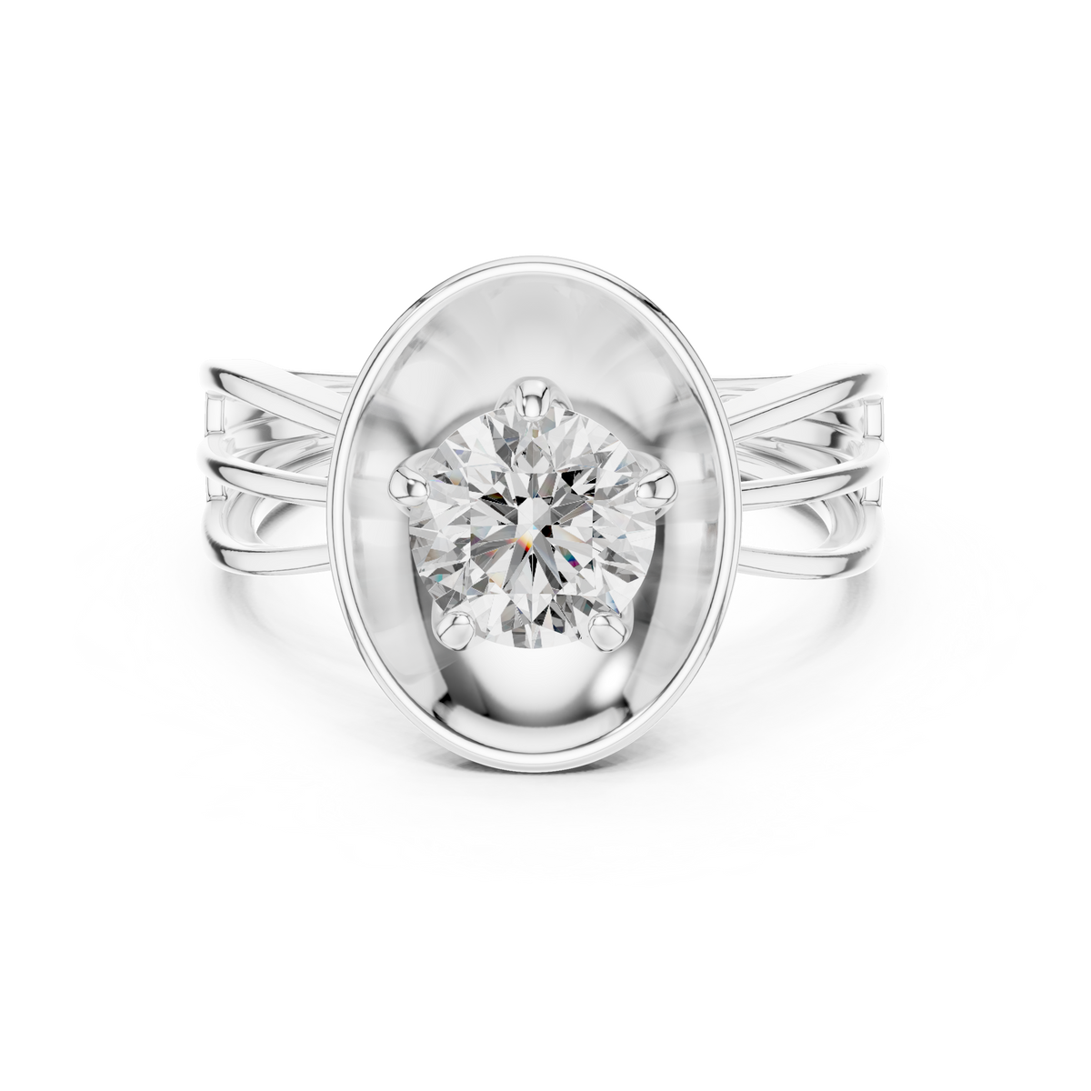 1 CT Round Cut Minimalist Solitaire Engagement Ring | 925 Sterling Silver & 18K Plating