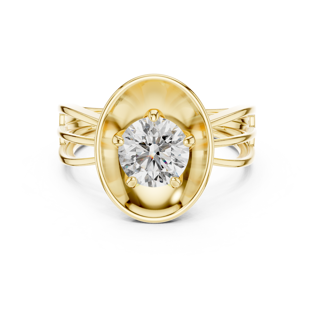 1 CT Round Cut Minimalist Solitaire Engagement Ring | 925 Sterling Silver & 18K Plating