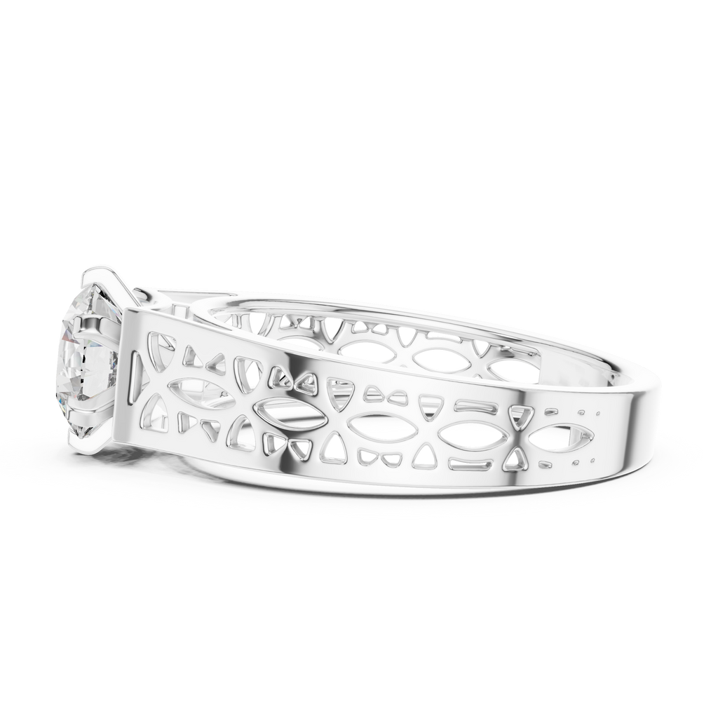 1 CT Round Filigree Solitaire Engagement Ring | 925 Sterling Silver & 18K Plating