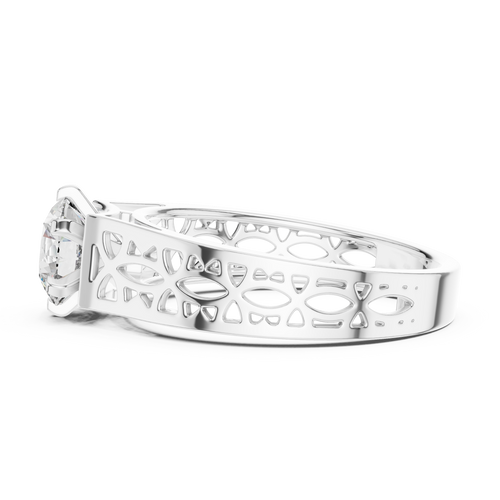 1 CT Round Filigree Solitaire Engagement Ring | 925 Sterling Silver & 18K Plating