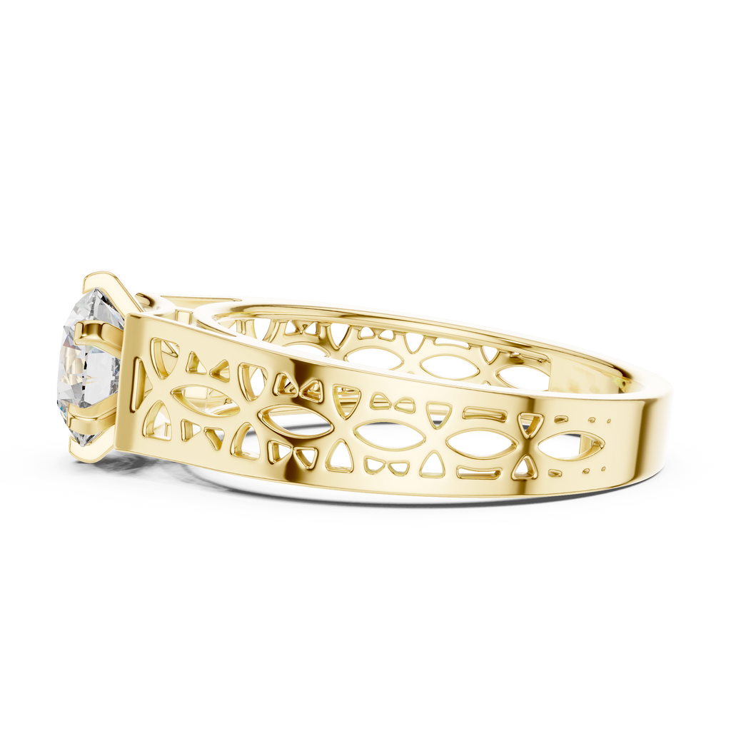 1 CT Round Filigree Solitaire Engagement Ring | 925 Sterling Silver & 18K Plating