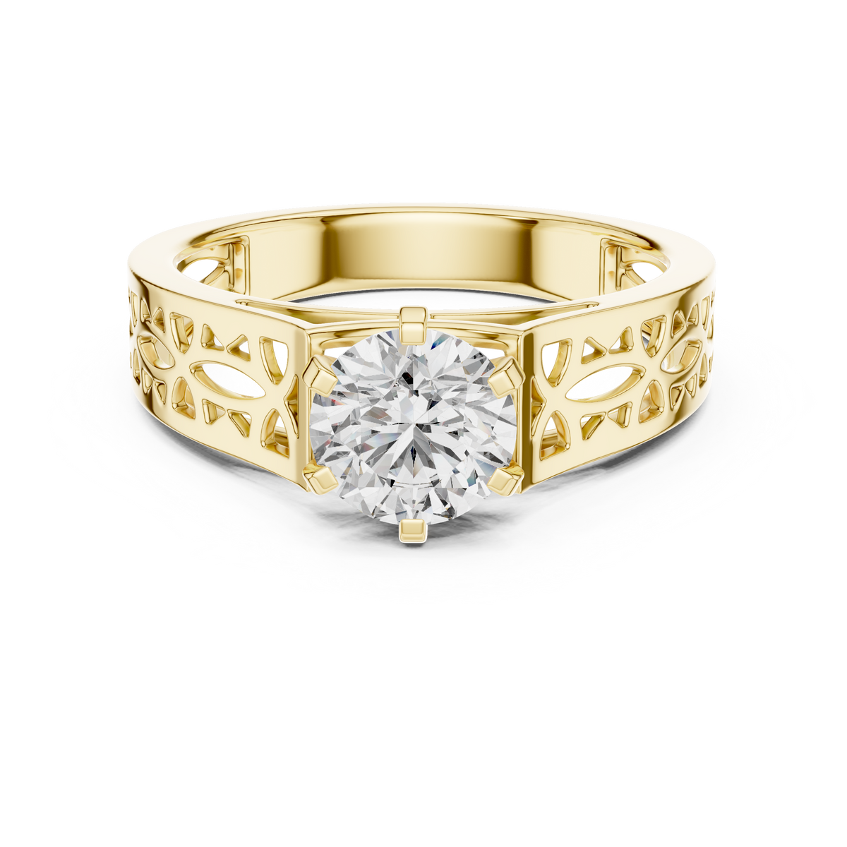 1 CT Round Filigree Solitaire Engagement Ring | 925 Sterling Silver & 18K Plating