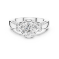1 CT Round Sculptural Solitaire Engagement Ring | 925 Sterling Silver & 18K Plating